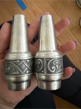 Vintage Norway Pewter Ornate Decorative Salt & Pepper Shakers